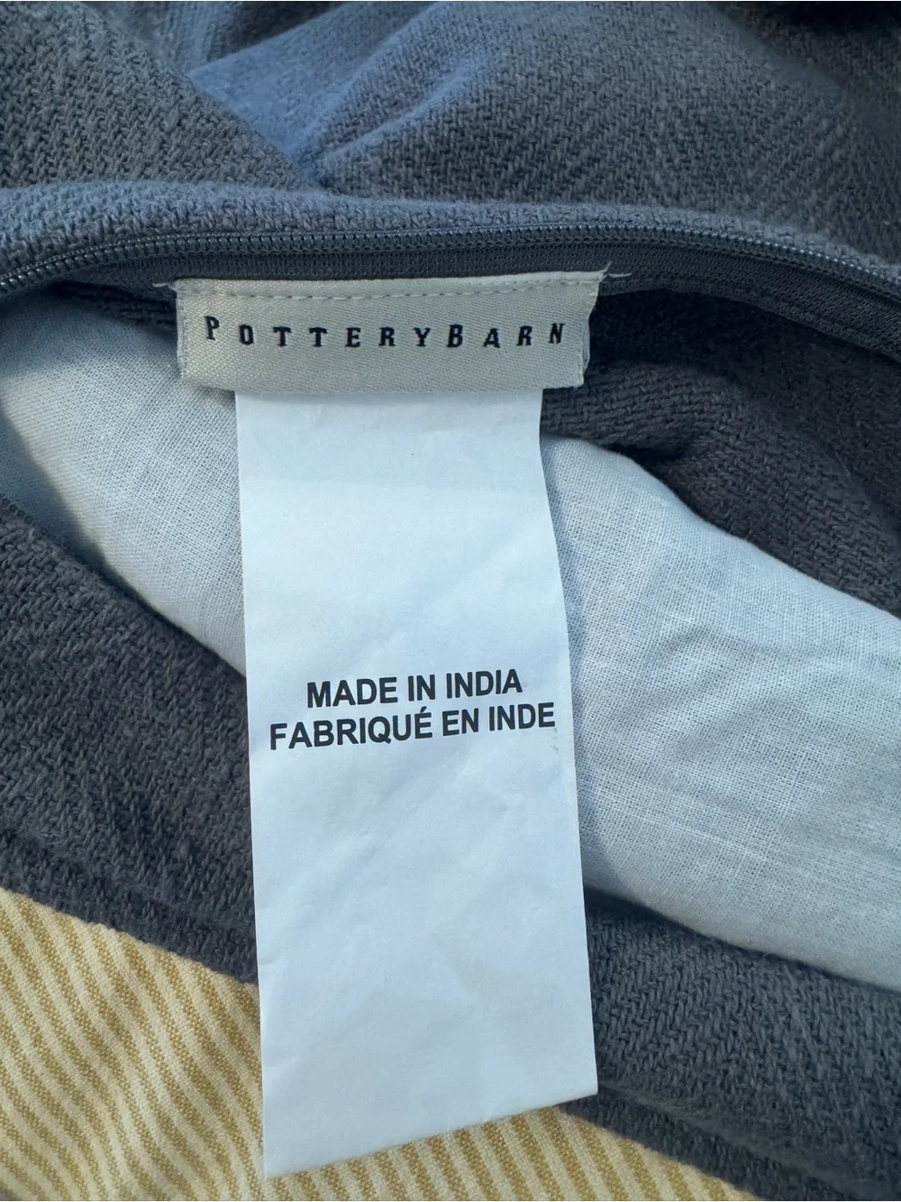 Pottery Barn Gray Embroidered Tag Lumbar Pillow